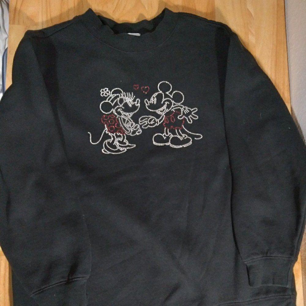 Vintage Mickey & Minnie Mouse Rhinestone Bejeweled Bedazzled Crewneck Sweatshirt